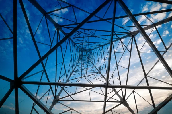 High-voltage tower sky background — Stock Photo, Image