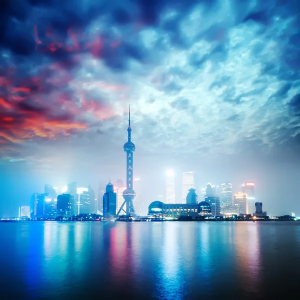 Bella skyline shanghai di notte, Cina — Foto Stock