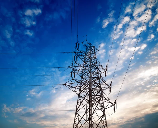 High-voltage tower sky background — Stock Photo, Image