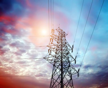 yüksek gerilim kule gökyüzü arka plan