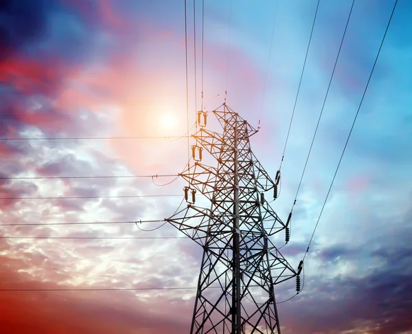 High-voltage tower sky background — Stock Photo, Image