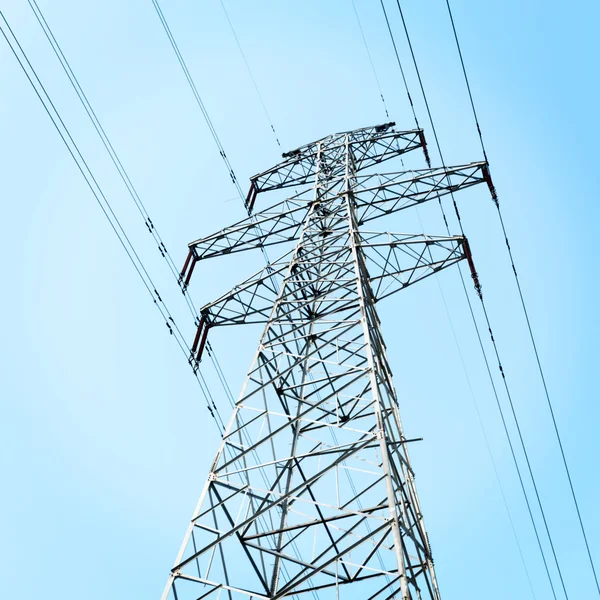 High-voltage tower sky background — Stock Photo, Image