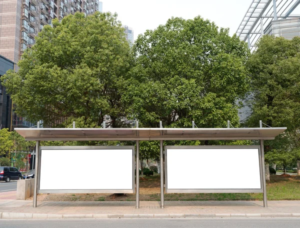 Autobusová zastávka billboard — Stock fotografie