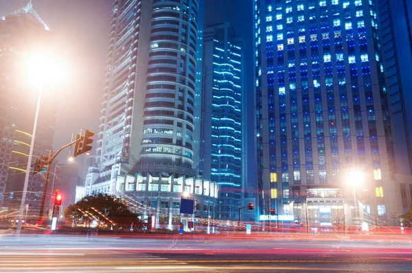 Shanghai Lujiazui Finanza & Zona Commerciale moderna città notte sfondo — Foto Stock