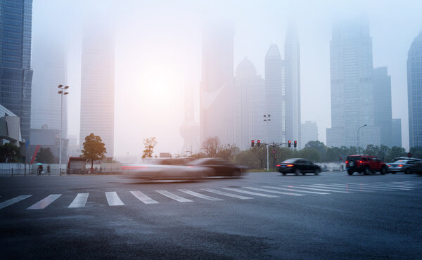 The city's streets and car