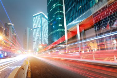 Shanghai Lujiazui Finans ve ticaret bölgesi modern şehir gece arka plan