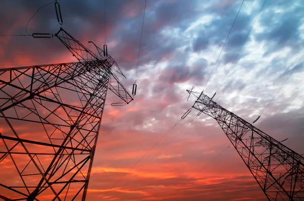 High-voltage tower sky background — Stock Photo, Image