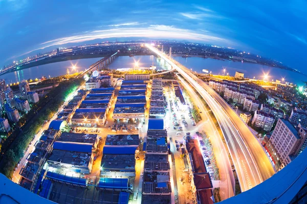 Aerial view of city night — Stock Photo, Image