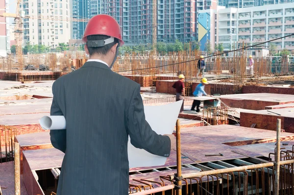 Architect looking comparing housing project — Stock Photo, Image