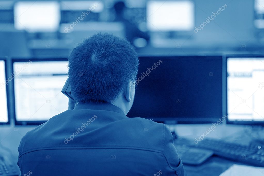 Modern plant control room and computer monitors