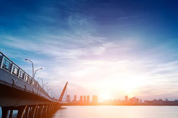 Night view of the bridge and city in shanghai china — Stock Photo, Image