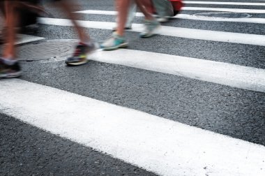 people walking on big city street, blurred motion zebra crossing clipart