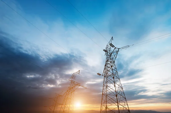 High-voltage tower sky background — Stock Photo, Image