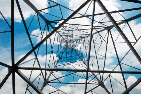 High-voltage tower sky background — Stock Photo, Image