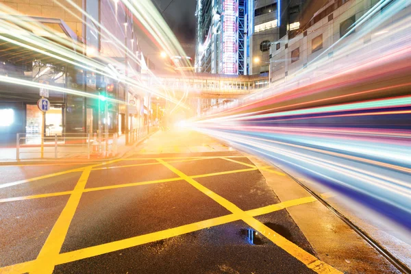 車の光で香港の夜景 — ストック写真