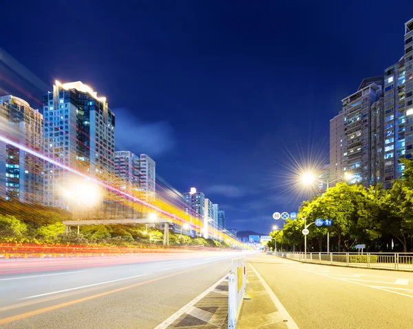 Light trails on the street at dusk in guangdong,China — Stock Photo, Image