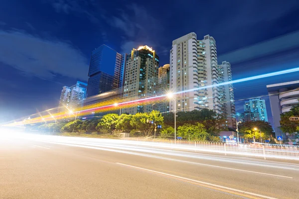 Light trails on the street at dusk in guangdong,China — Stock Photo, Image