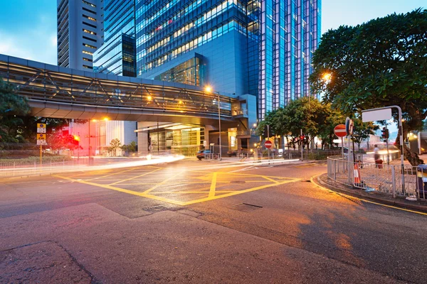 Hong Kong night view with car light — Stock Photo, Image