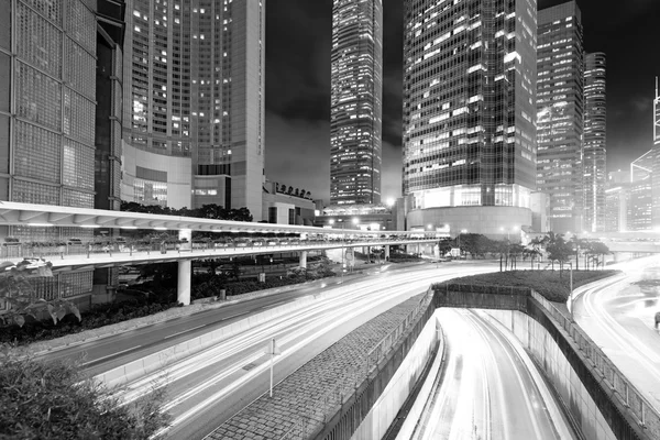 香港夜景与汽车灯 — 图库照片