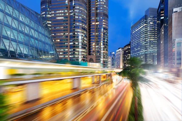 Hong Kong night view with car light — Stock Photo, Image