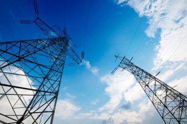 yüksek gerilim kule gökyüzü arka plan