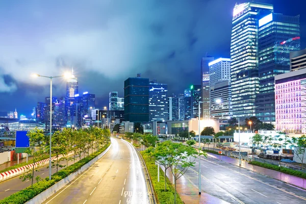 Hong Kong město v noci — Stock fotografie