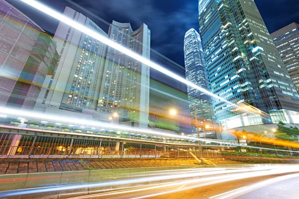 Traffic in Hong Kong at night Stock Picture