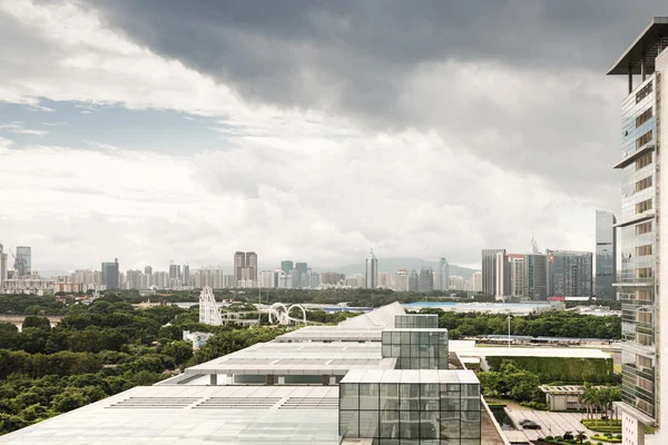 Shenzhen Çin şehrin havadan görünümü — Stok fotoğraf