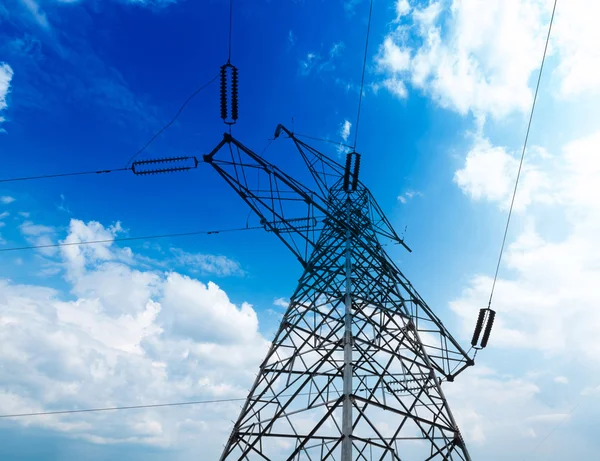 High-voltage tower sky background — Stock Photo, Image