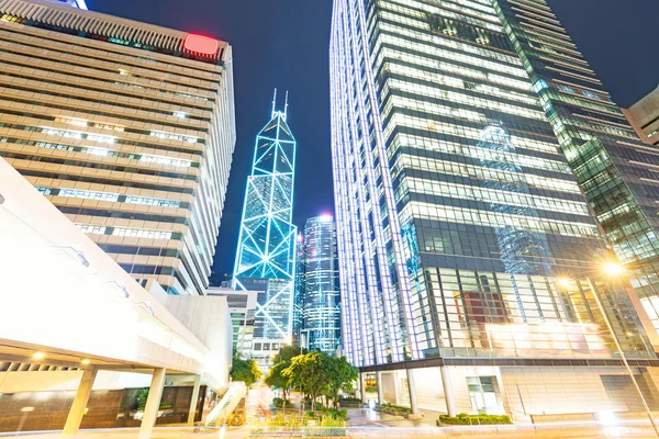 Hong Kong visão noturna com luz do carro — Fotografia de Stock