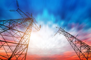 yüksek gerilim kule gökyüzü arka plan