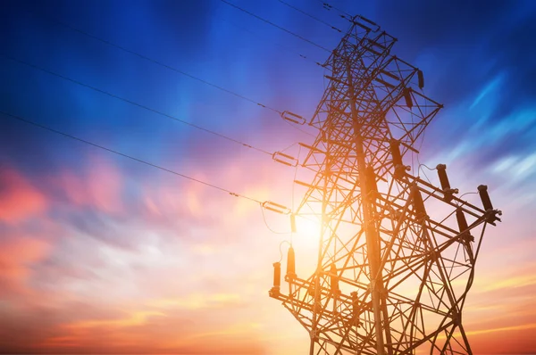 High-voltage tower sky background — Stock Photo, Image