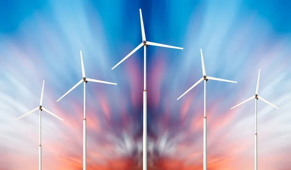 Koncepcja zielonej energii odnawialnej - turbiny wiatrowe na niebie — Zdjęcie stockowe
