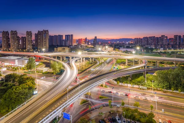 Shanghai Interchange Overpass Elevated Road Nightfall — Stock Photo, Image