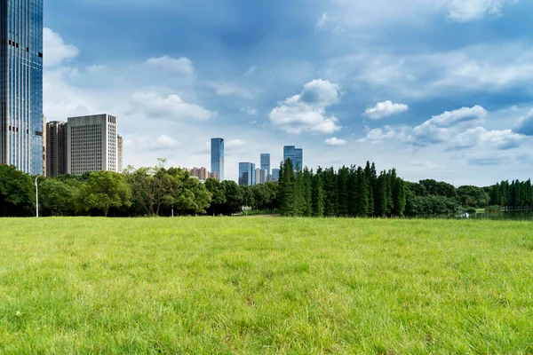 City Park Modern Building Background Shanghai — Stock Photo, Image