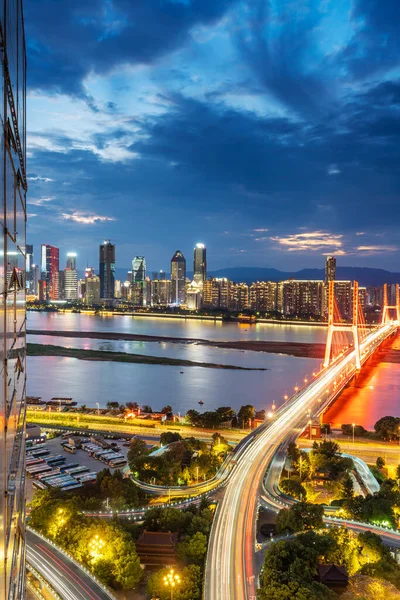 Shanghai Uitwisseling Viaduct Verhoogde Weg Nightfall — Stockfoto