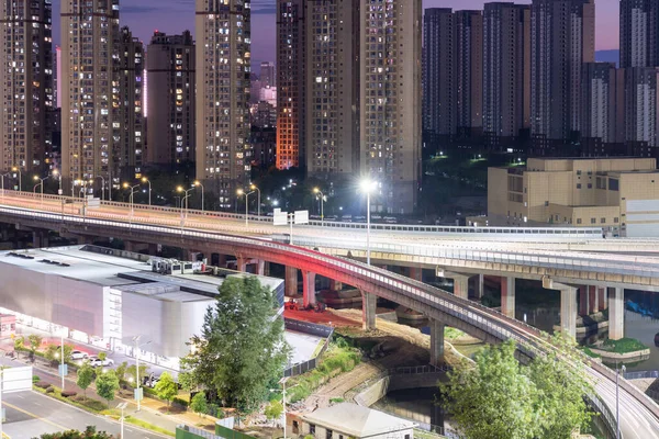 Overpass Light Trails Beautiful Curves — Stock Photo, Image