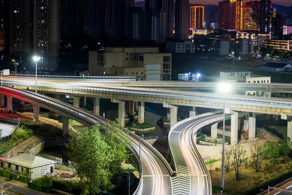 Overpass Light Trails Beautiful Curves — Stock Photo, Image