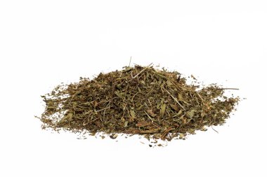 Raw natural shankh pushpi convolvulus pluricaulis on white background