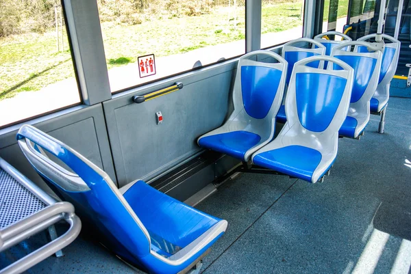 Seats of an articulated bus in Spain — Stock Photo, Image