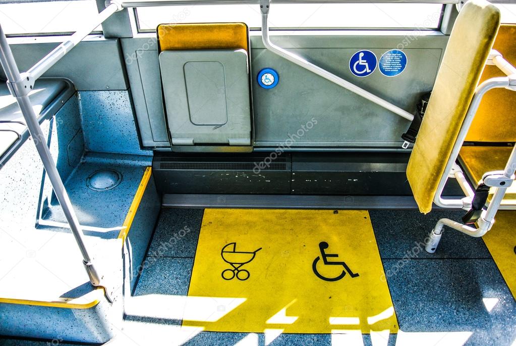 Place for disabled and babies in a bus