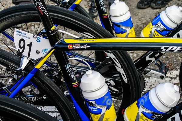 The bike of Alberto Contador in the Tour of Basque Country — Stock Photo, Image