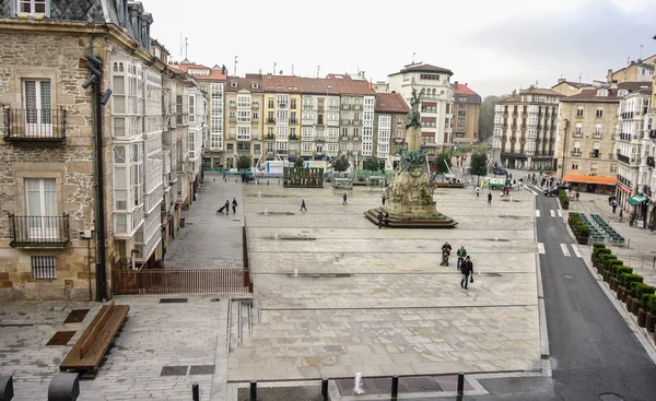 En fin utsikt över virgen blanca square i vitoria alava, Spanien Stockbild