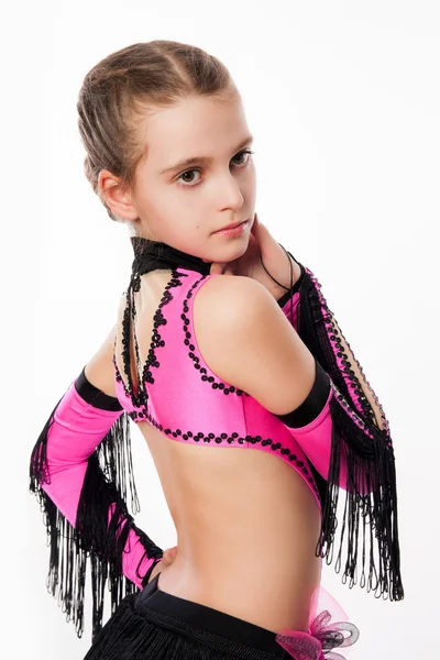 A rózsaszín ruhát a tánc lány — Stock Fotó