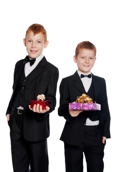 Red-haired boys who grant gifts — Stock Photo, Image