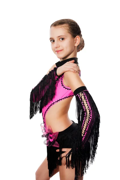 Girl in a pink dress for dancing — Stock Photo, Image