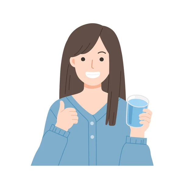 Νεαρές Γυναίκες Πίνουν Νερό Από Γυαλί Διατροφή Για Μια Ζωή — Διανυσματικό Αρχείο