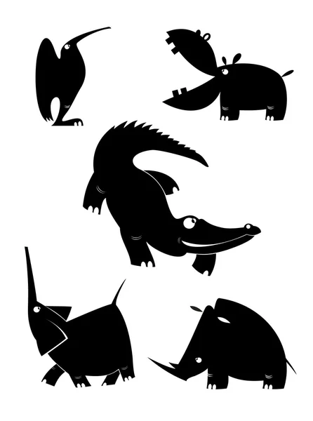 Siluetas de animales — Vector de stock