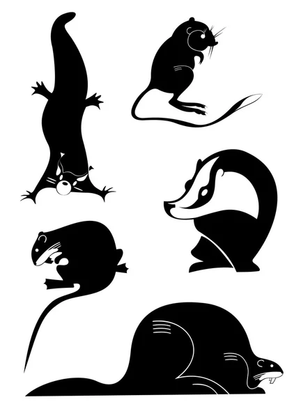 Arte original siluetas de animales — Vector de stock