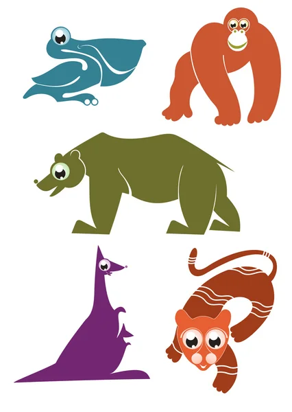 Ensemble d'animaux de dessin animé — Image vectorielle